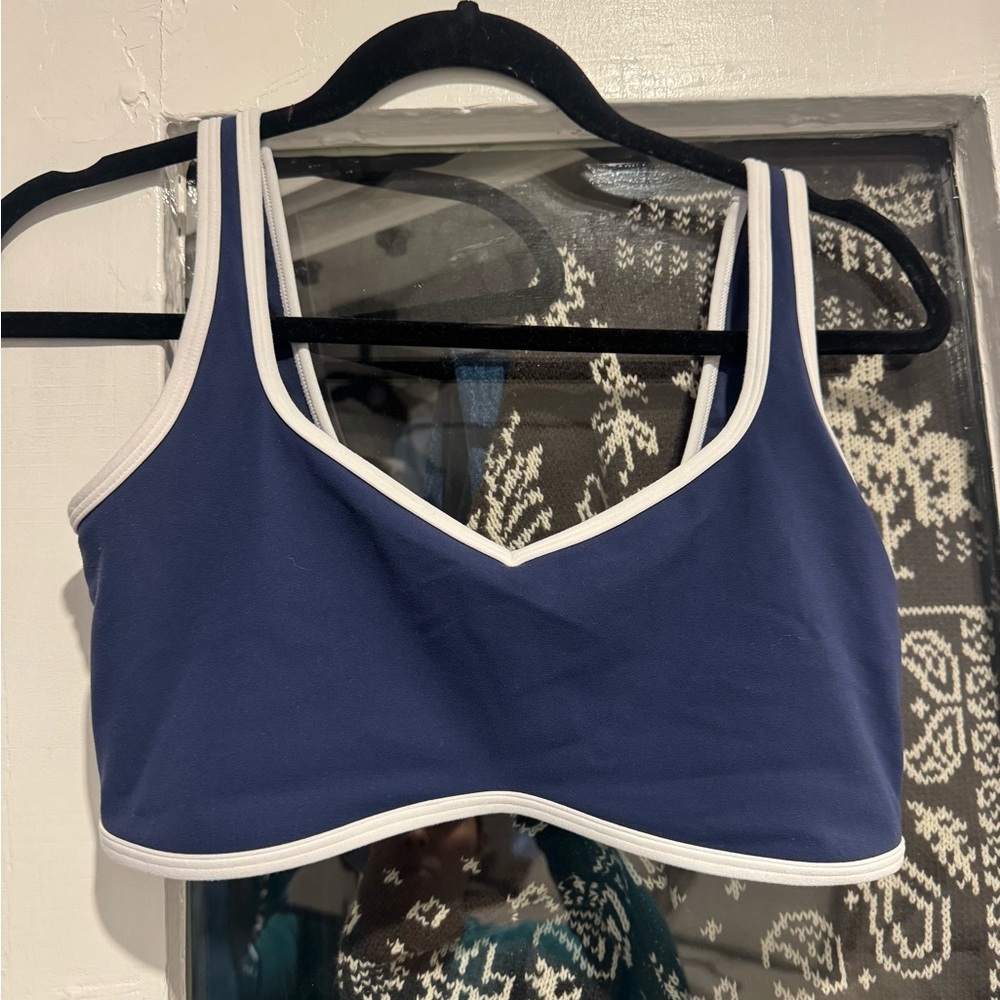 Abercrombie & Fitch Navy Sports Bra with White Accents